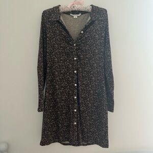 {American Eagle} floral button up scrunched midi dress